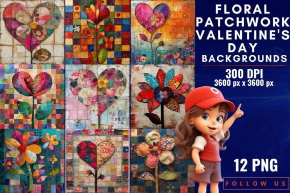 Download Floral Patchwork Valentine's Day - Patchwork valentine Collection