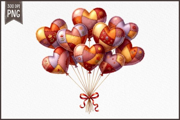 Download Patchwork Valentine Heart Balloon PNG - Patchwork valentine Collection
